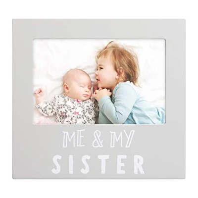 Image of Pearhead Me &amp; My Sister Sentiment Photo Frame, Big or Brother Gift, Sibilng Pictures, Gray