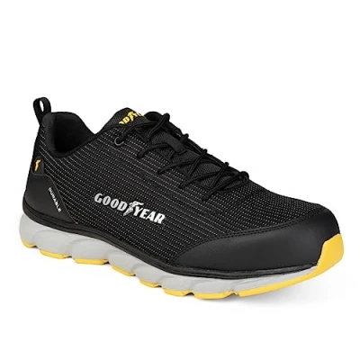 Image of Goodyear Men&#039;s Metal Free Composite Toe &amp; Midsole Safety Trainers, Black Orange, 9 UK