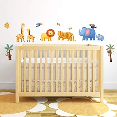 Image of RoomMates Repositionable Childrens Wall Stickers Jungle Adventure