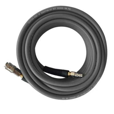 Image of PVC/Rubber Hybrid Air Hose Grey with 1/4&quot; Europe Steel Quick Coupler and Plug Fittings, 15m Length
