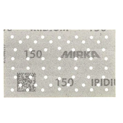 Image of Mirka Iridium Premium Sandpaper 81x133mm Grip 54 Hole, Grit 150, 100/Pack / For sanding paint, putty, primer, wood, steel, mineral materials, plastic.