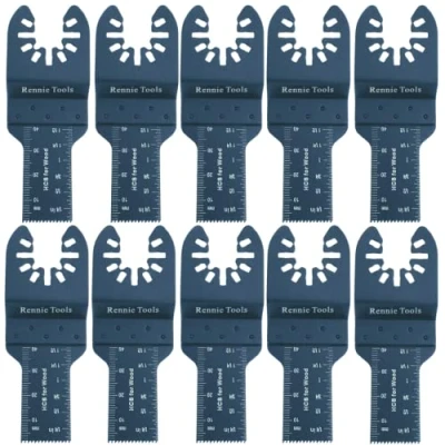 Image of Pack of 10 x 20mm Wide Oscillating Multi Tool Blades/Wood Cutter Saw Blades Set Compatible with Dremel Fein Multimaster Makita Stanley Worx Dewalt Etc Multitool Blade