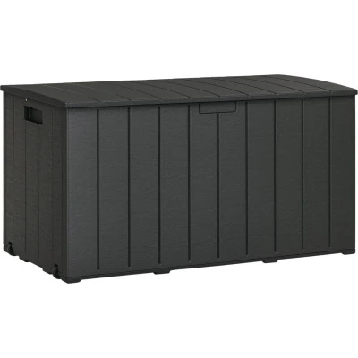 Image of Outsunny 336 Litre Extra Large Outdoor Garden Storage Box, Water resistant Heavy Duty Double Wall Plastic Container, Furniture Organizer, Deck Cushion Chest with Wheels and Handles