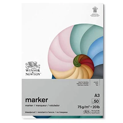 Image of Winsor &amp; Newton, Marker Paper, Bleedproof, A3, 50 Sheets, White, 75g/20lb