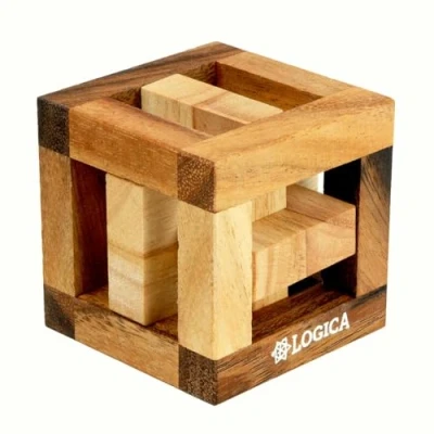Image of Logica Puzzles Art. Catch 3D Brain Teaser in Fine Wood Difficulty 5/6 Incredible Leonardo da Vinci Collection