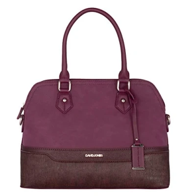 Image of David Jones Women&#039;s Bugatti Handbag Multicolor Top Handle Shoulder Bag Lady Tote Medium Size PU Faux Leather Satchel Elegant Crossbody Everyday Fashion Classic Designer Burgundy Red