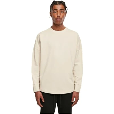 Image of Build Your Brand Men&#039;s Oversized Cut, Long Sleeve T Shirt, Sand, XXXXX Large