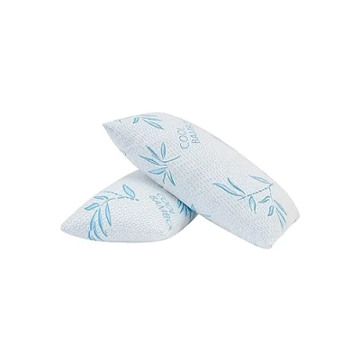 Image of 2 Pack Standard Size Rayon Derived from Bamboo Pillow for Sleeping, Cooling Shredded Memory Foam Adjustable Bed with Hypoallergenic, Removable/Washable Cover