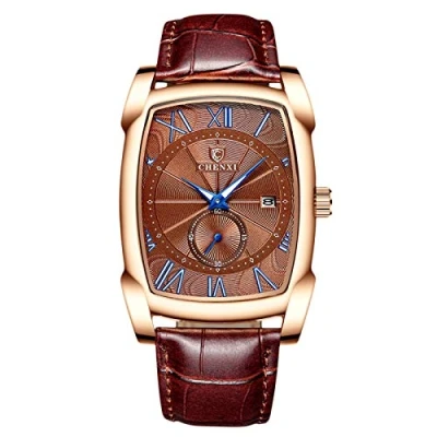 Image of RORIOS Mens Watches Analog Quartz Luminous Dial with Calendar Leather Strap Fashion Men Wristwatch Dress Business Watch for