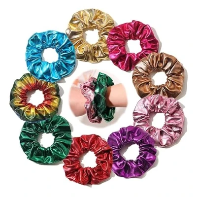 Image of 9 PCS Satin Scrunchies for Women, Big Hair No Damage, Large scrunchy Sleep, Oversized Thick Hair, Cute Band Curly