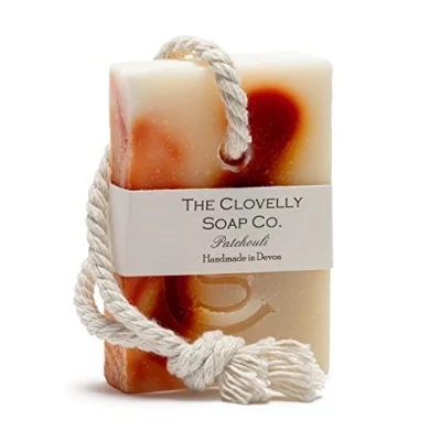 Image of Clovelly Soap Co Natural Handmade on a rope Bar (Patchouli, 100g) For all skin types.