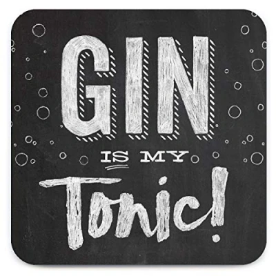 Image of Brainbox Candy Funny &#039;Gin Is My Tonic Coaster&#039; Small Gift Ideas For Him Her Friends Birthday Housewarming Present New Home Gifts Women Men