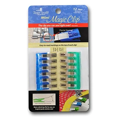 Image of Taylor Seville Originals Stainless Steel &amp; Plastic (Mini) Sewing Magic Clip 12 Pieces