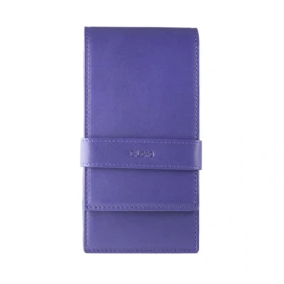 Image of DiLoro Leather Quad Pen Case Pencil Pouch Holder for Four Fountain Ballpoint Rollerball Pens and Pencils (Nappa Violet)