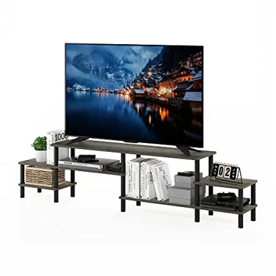 Image of Furinno Grand Entertainment Center for TV up to 60 Inch, Engineered Wood, French Oak