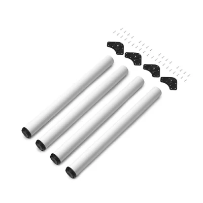 Image of Emuca Adjustable table legs Ø60x710mm (2,3x27,95 inch), set of 4 steel legs, height adjustment 710 730mm (27,95 28,75 inch) , white