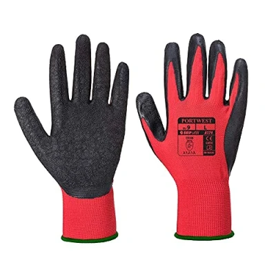 Image of Portwest Flex Grip Latex Glove, Size: L, Colour: Red/Black, A174R8RL