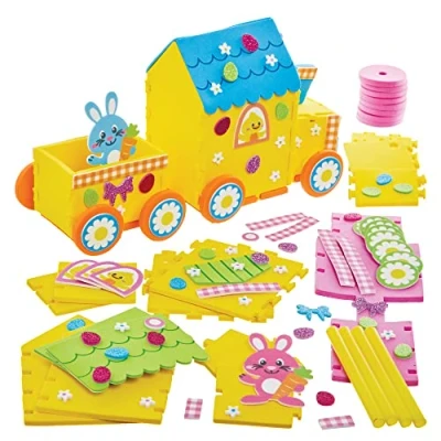 Image of Baker Ross FX533 Easter Train Kits Pack of 2, Foam Decoration Craft