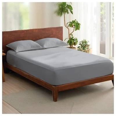 Image of Rehan &amp; Co 100% Egyptian Cotton Fitted Sheets 300 Thread Count Breathable Hotel Qulaity Bedding 12 / 30cm Deep Bed Sheet. (Grey Sheet, Single)