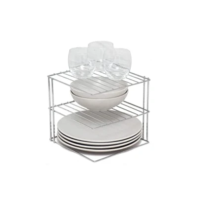 Image of simplywire 3 Tier Plate Rack Kitchen Cupboard Organiser Chrome Square