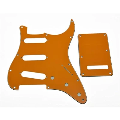 Image of KAISH 11 Hole Strat Style SSS Pickguard ST Back Plate Tremolo Trem Cover for USA/Mexico Stratocaster/Strat Orange 3 Ply