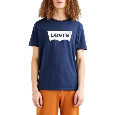 Image of Levi&#039;s Men&#039;s Housemark Graphic Tee T Shirt Batwing Logo Dress Blues (Blue) S