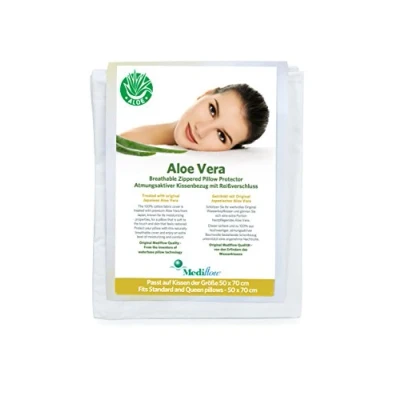 Image of Mediflow 5023 Pillow Protector, Infused with Japanese Aloe Vera, COTTON, White, 50 x 70 cm