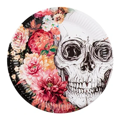 Image of Boland 97086 Day of The Dead Party Plates Set 10 Eco Friendly Biodegradable Paper Plates, Perfect for Birthdays and Halloween Parties