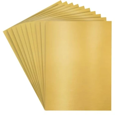 Image of Belle Vous Shiny Gold Paper (50 Pack) 28 x 21cm / 11 8.27 inches 120gsm Premium Cardstock Sparkly Craft Sheets for Scrapbooking, DIY Projects, Wedding/Party Decorations, and Card Making