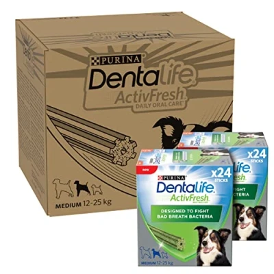 Image of DENTALIFE ActivFresh Medium Dog Treat Dental Stick 24 Sticks, Pack of 2