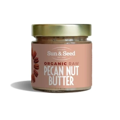 Image of Organic Raw Pecan Nut Butter by Sun &amp; Seed 200g Smooth Plant Based High in Protein 100% Pecans Palm Oil Free Vegan