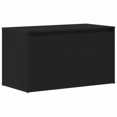 Image of vidaXL Storage Bench Black Oak Wood Entryway/Hallway/Bedroom Rectangular Design 110 kg Capacity 45 cm Height Modern Matte Finish Home Organization Solution