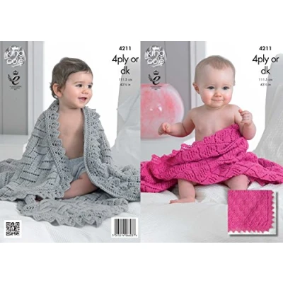 Image of King Cole 4211 Knitting Pattern Baby Shawls to Knit in 4 Ply or DK