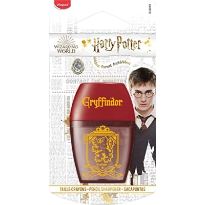 Image of Maped Harry Potter Pencil Sharpener with Reservoir and 1 Hole for Kids, Ergonomic Design, Official Licensed Gryffindor Recyclable Packaging