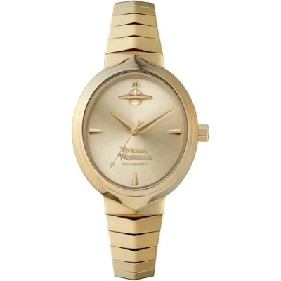 Image of Vivienne Westwood Armour 28mm Ladies Quartz Watch with Champagne Dial and Gold Stainless Steel Bracelet