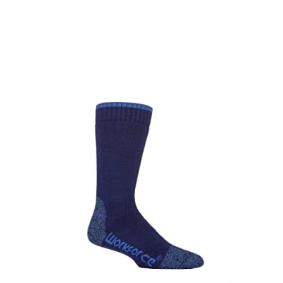 Image of 1 Pair Navy Calf Length Steel Safety Socks Men&#039;s 7 11 Mens Workforce