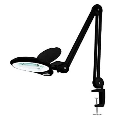 Image of Neatfi 1,200 Lumens LED Magnifying Lamp with Clamp, 13CM Lens Desk Glass Light, Dimmable, 5D/20 Diopter Magnifier Lamp, 4 Brightness Level for Crafts, Beauty &amp; Hobby Light (Black)