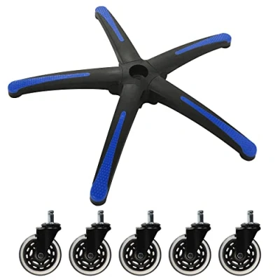 Image of Frassie 28 inch Nylon Gaming Chair Base Replacement with 5 Casters, Heavy Duty Boss Office Part (Blue)