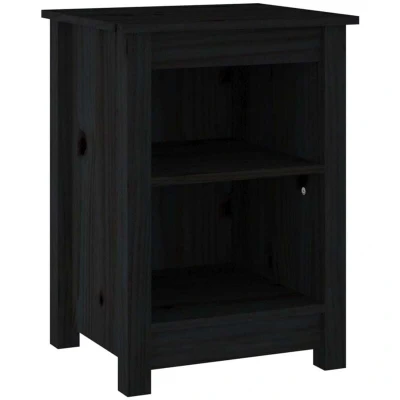 Image of vidaXL Bedside Cabinet Black 40x35x55 cm Solid Wood Pine