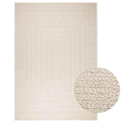 Image of vidaXL zizur cream jute look rug indoor/outdoor 200x290 cm decorative polypropylene mat uv resistant, easy to clean