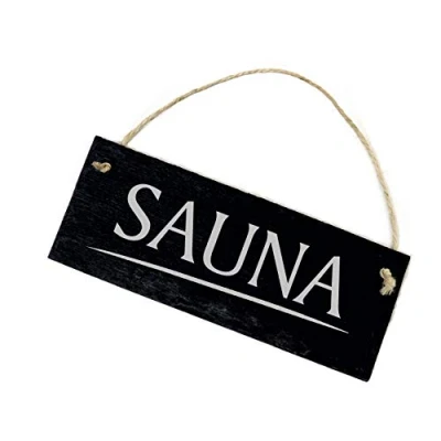 Image of Slate Sign Sauna Decorative Engraved Door 22 x 8 cm