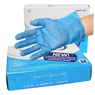 Image of 200x Blue Disposable TPE Food Safe Gloves Hypoallergnic Powder Free Latex Cleaning, Catering, Pack of 200 (Medium)