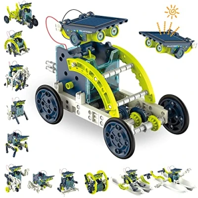Image of ACELIFE STEM Solar Robot Toy 12 in 1 Educational Science Kit DIY Building Construction Engineering Set for Kids Age 8 Boys &amp; Girls Birthday, Powered Green
