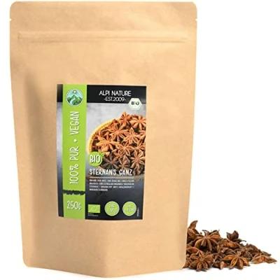 Image of Organic Star Anise Whole (250g, 8.8oz), Capsules, Capsules from Controlled Cultivation, 100% Natural, Without additives