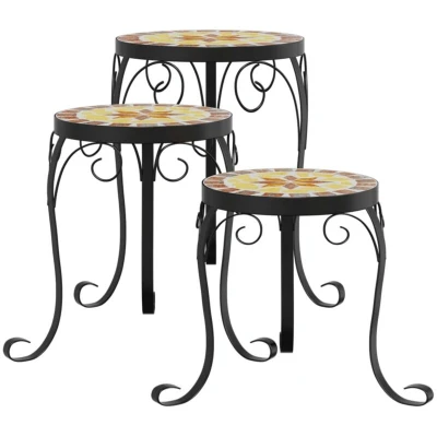 Image of Plant Stands 3 pcs Terracotta and White Ceramic Vidaxl