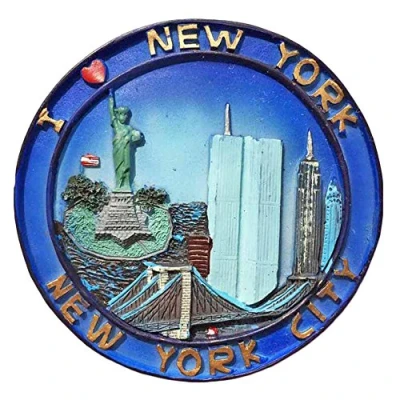 Image of New York USA America Refrigerator Magnet 3D Round Travel Sticker Souvenirs Collection,Home &amp; Kitchen Decoration,USA Fridge from China