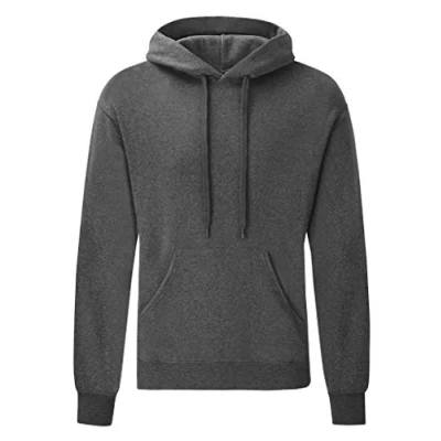 Image of Fruit of the Loom Men&#039;s Classic Hooded Sweatshirt, Dark Heather Grey, Small
