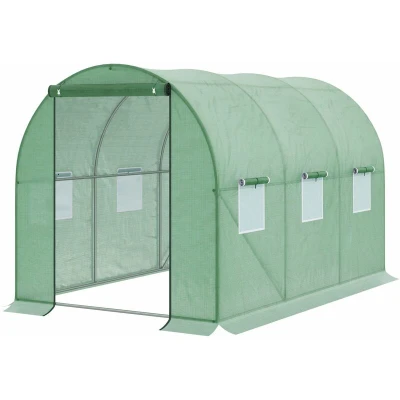 Image of Outsunny Walk in Polytunnel Round/Gable Top Garden Greenhouse Heat Shed W/Windows845 146