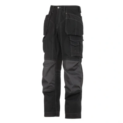 Image of Snickers Floorlayer Holster Pockets Trousers, Rip Stop Black/Black Waist 41&quot; Inside leg 35&quot;