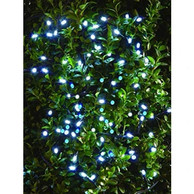 Image of 100 LED Garden Solar String Light Blue &amp; White Fairy Outdoor 10m Lit Weather Proof